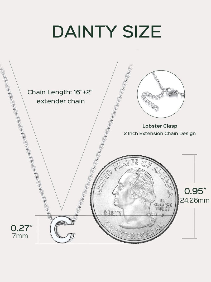 ChicSilver Tiny Silver Initial Necklace 925 Sterling Silver Dainty Personalized Alphabet 26 Letters Pendant Script Name Necklace for Women Letter C Gifts for Mom - Image 5